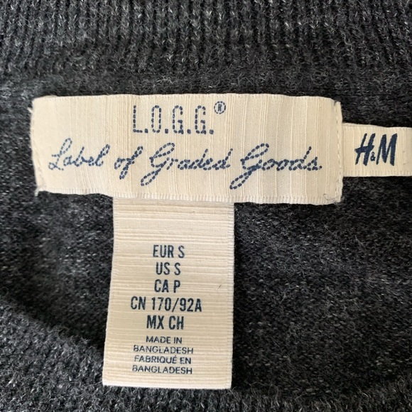 L.O.G.G. H&M Charcoal Gray Crewneck Sweater Sz Sm - Picture 4 of 5